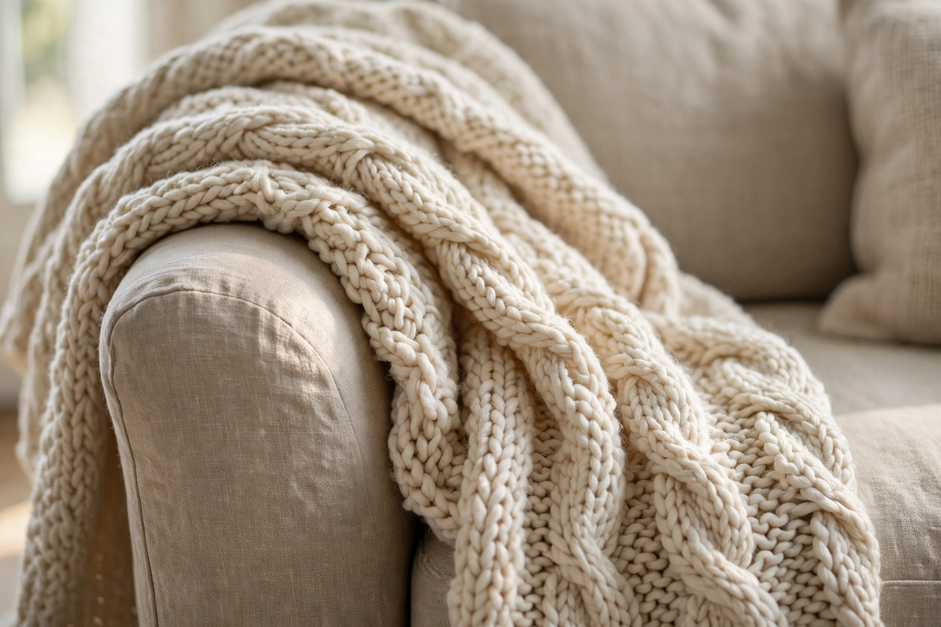 Throw blanket draped with intention in a cozy small living room